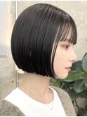 栄小顔丸みショートボブ透明感ミルクティーベージュハイライト