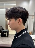 毛流れセンターパートニュアンスパーマカルマヘアメンズパーマ
