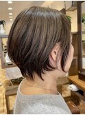 白髪ぼかしカラー白髪ぼかしハイライト大人ショート30、40、50代