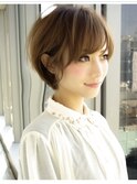 小顔に見せるショートボブ/髪質改善/ハイライト/白髪ぼかし