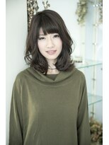 ルルディ バイ アフロディーテ銀座(luludi by APHRODITE) ミディアム/デザインカラー/シルキーベージュ/斜めバング/銀座