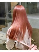 ピンクオレンジピンクカラーハイトーンカラーケアブリーチ艶髪