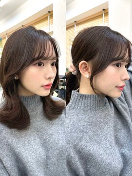 ミラリー トウキョウ(Mirareee Tokyo) 20代30代40代◎前髪パーマ韓国風巻きくすみベージュお団子ヘア