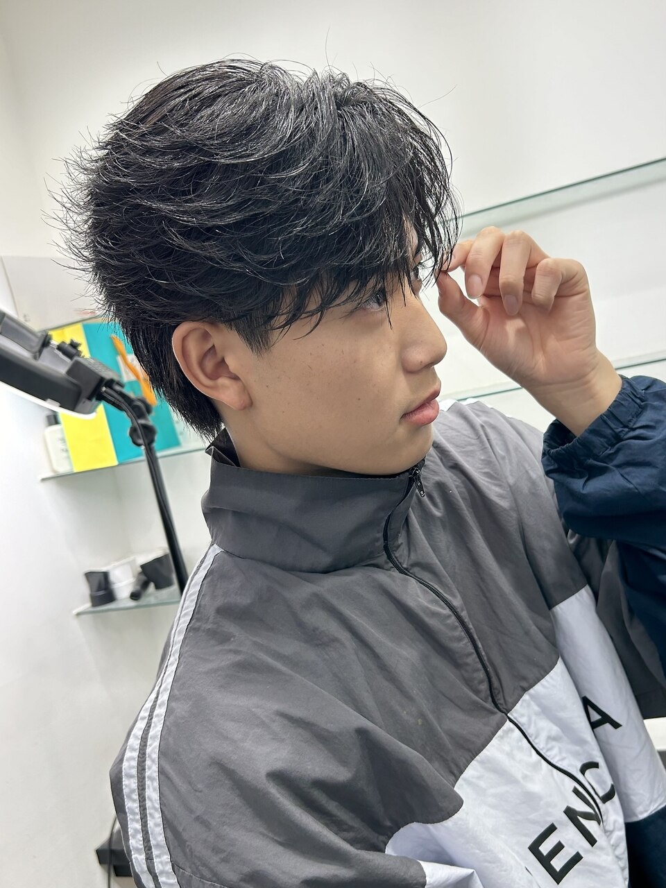 MEN'S HAIR/フェザーショート/フェザーパーマ/ブルーブラック