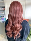 ニュアンスカラー コーラルピンク ケアブリーチ ロング