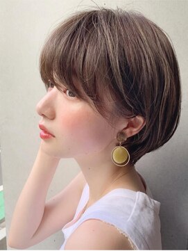 サンド 名古屋(sand) アプリコットオレンジくびれヘアハイライトカラー名古屋ショート