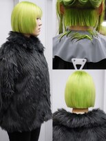 ヴァーディ オモテサンドウ(Vardy omotesando)&nbsp;lime/ライムグリーン ハイトーンボブ ビビッドカラー 表参道