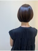 ピンクブラウン×ショートボブ