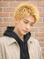 メンズ ルシードスタイル アウラ 松戸市五香(LUCIDO STYLE Aura) 金髪ゴールドスパイキーショートトレンドカラーブリーチ無造作