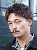 メンズパーマフェザーパーマセンターパートガイルヘアゆるめ