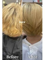 プシュケ(PSYCHE)&nbsp;ナチュラルハイトーンメンズカット髪質改善ブロンドベージュ