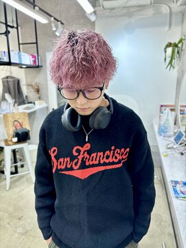 パープル(purple) ピンクプードルパーマ