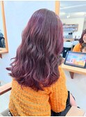大人女子ブリーチなしツヤ髪暖色ボルドーカラー