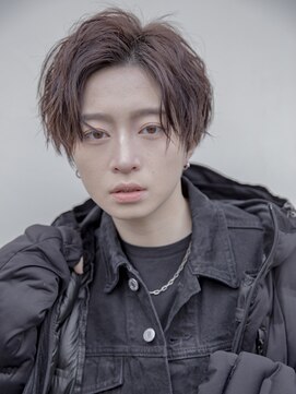 シティ(CITY) フェザーパーマブルーブラックセンターパートメンズ韓国マッシュ