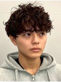 プードルパーマ マッシュ アッシュブラウン ツーブロック 20代