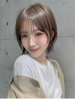 ヴェイン 渋谷(vain)&nbsp;ベージュブラウン顔まわりレイヤーくびれボブ