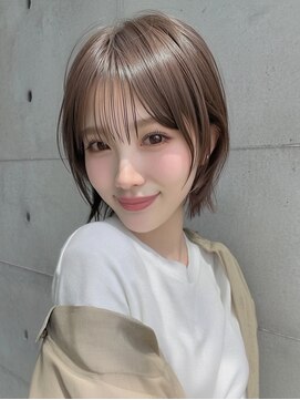 ヴェイン 渋谷(vain) ベージュブラウン顔まわりレイヤーくびれボブ