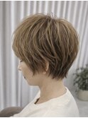 ピンクベージュ/アンブレラカラー/クールショート/前髪/伊勢崎