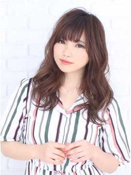 ハピエル ヘアークルー(HAPPYEL hair crew) 重めバングおとなかわい愛されナチュラルクビレセミディウェーブ