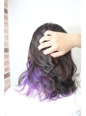 無造作ウェーブ_20代_大人可愛いロングモーブ×インナーパープル