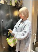 前髪　マルチボブ　ピンクベージュ　インナーグレージュ　ウルフ