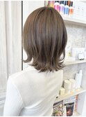 福山Caaryくびれミディアムボブなめらかくすみベージュ春夏ヘア