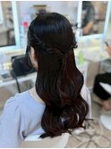 結婚式 二次会 お呼ばれ ねじりハーフアップ