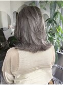くびれショートボブ40代50代グレイカラー白髪染め白髪ぼかし