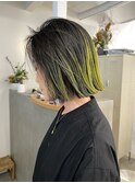 切りっぱなしボブ×コントラストルーツカラー