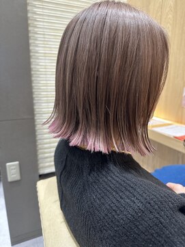グリーンルームセカンド 結城店(GREEN ROOM. 2nd) ミルクティーブラウン×ピンクのエンドカラー