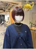 黒髪/グレーベージュ/ボブ/レイヤー/前髪カット/髪質改善