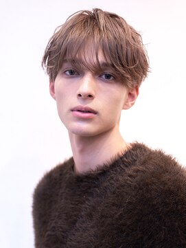 ユウ 渋谷(U) 【ココアブラウン×シースルーセンターパート】ブリーチ/メンズ