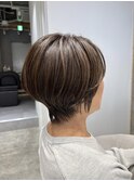 ◇大人40代50代60代ショートボブ丸みショート白髪ぼかし
