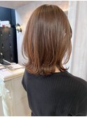 福山人気20代30代艶髪マロンベージュ重軽レイヤーミディ小顔美髪