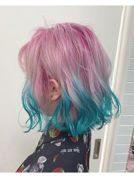 シェリ ヘアデザイン(CHERIE hair design) ハイトーングラデーションカラー☆ピンク×ブルー☆