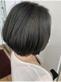 黒髪ダークグレー×bob