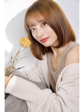 リノナ(Linona) センター分けボブ フリンジバング テラコッタベージュ【LINONA】