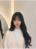 ウォニョンブラック_グレーベージュレイヤーロング黒髪