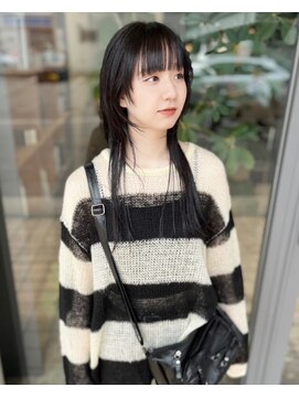 マメ(mame) 暗髪ロング/ハイレイヤー/前髪あり