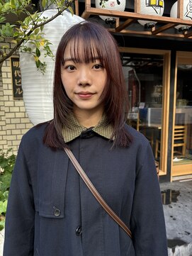 ネルケ 立川(nelke) 顔周りレイヤー/ボルドーカラー/ミディアムヘア