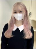 11738ホワイトブロンド姫カットレイヤーインナーホワイトピンク
