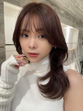 アイヴィ 表参道(IVY) ボルドーカラー 韓国ヘア 顔まわりカット【肥田亜沙美】