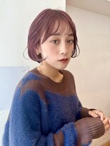 バイオレット 表参道店(Violet) シースルーバング内巻きボブカット愛されピンクガーネットカラー