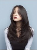 春トレンドハッシュレイヤー美髪ロングツーウェイバング韓国風