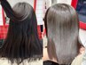 【乾かしただけでずっと触っていたい絹髪へ】カット+美髪縮毛矯正+髪質改善