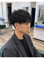 ルートヘア 辻堂店 メンズシャドウパーマ韓国マッシュ黒髪束感ショート20代30代