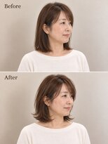 aptas 青山/表参道 白髪染め/白髪ぼかしハイライト/ボリュームアップエクステ&nbsp;50代の大人外ハネロブ｜表参道・青山