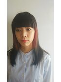 ロングボブ　インナーカラー