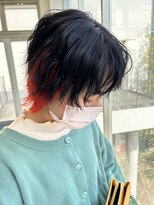 アチーブ ヘア デザイン(achieve hair design)&nbsp;インナーカラーレッドカラーハイトーン艶感ショート10代20代