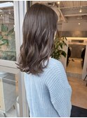 暗髪 オリーブグレージュ アッシュグレージュ 透明感カラー